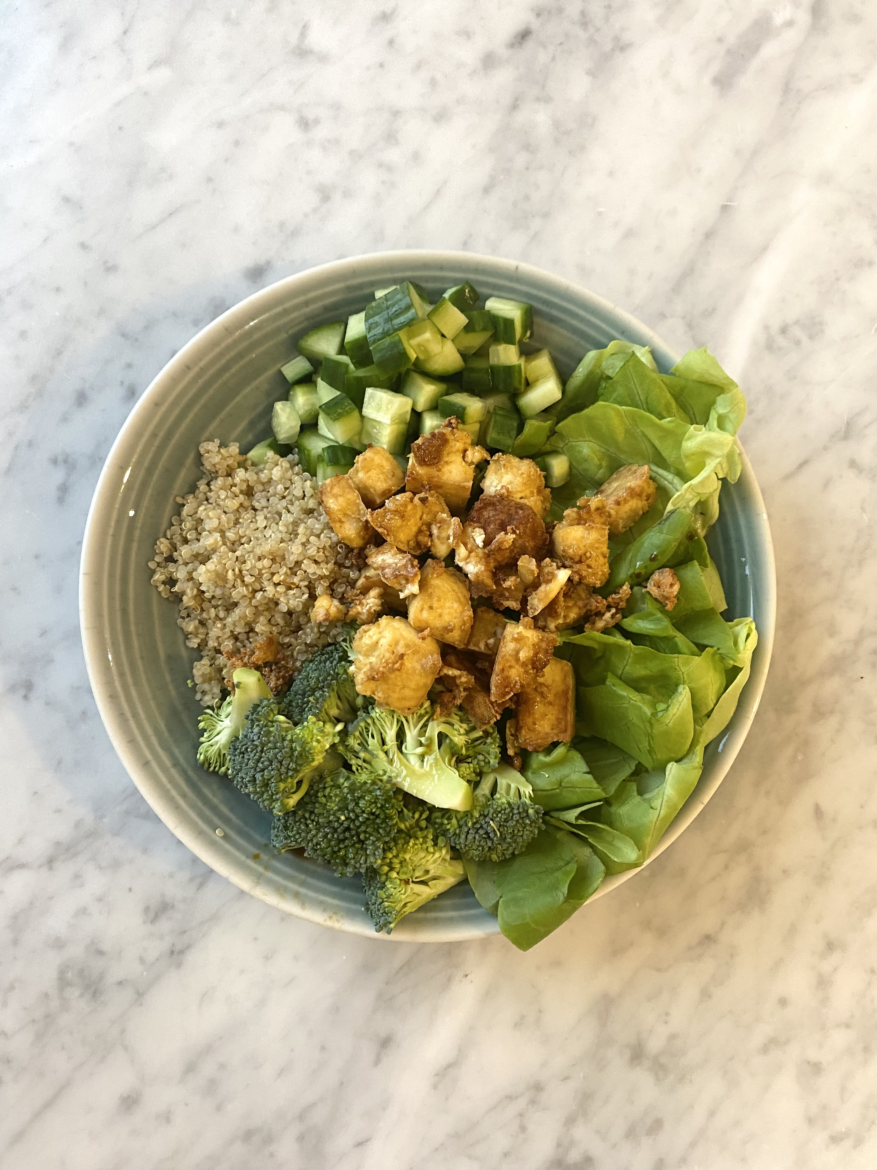 crispy tofu green salad (vegan + gluten free)