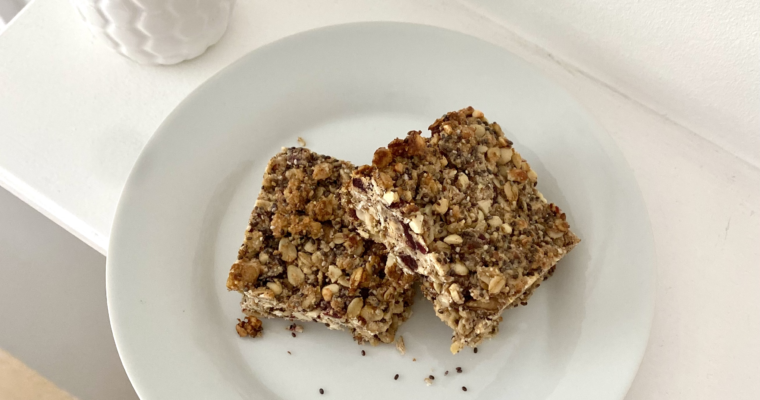 cranberry chia seed granola bars (vegan + gluten free)