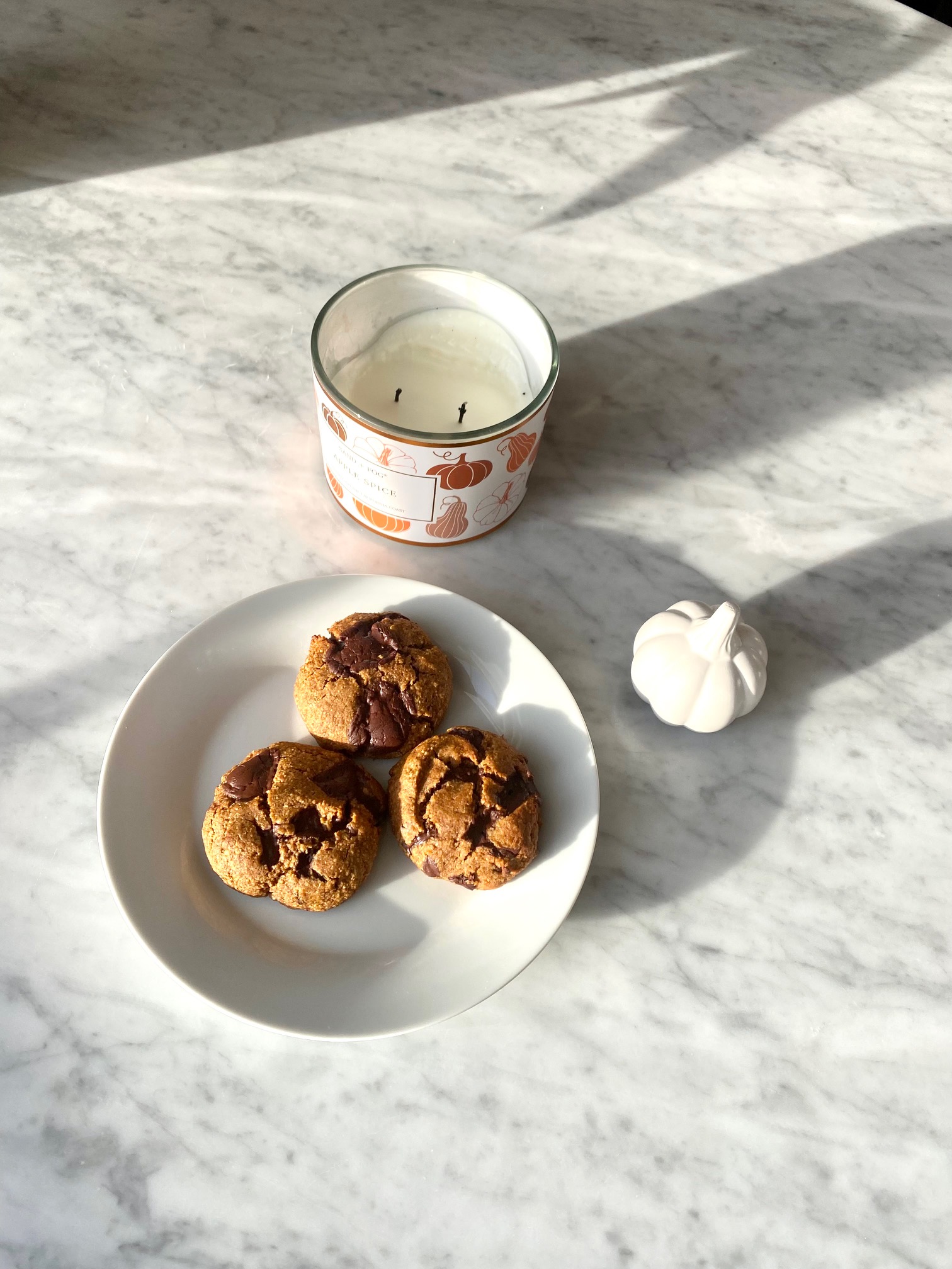 pumpkin spice dark chocolate cookies (vegan + gluten free)