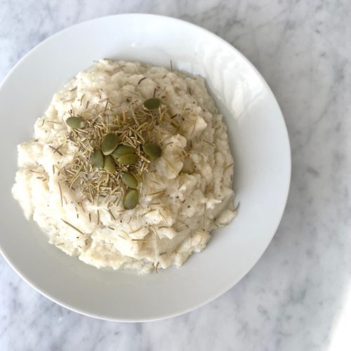 vegan + gluten free cauliflower mashed potatoes